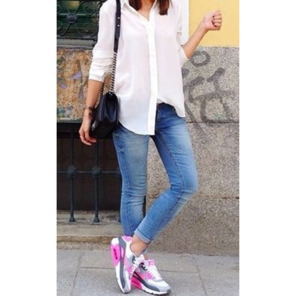 Look com tênis air max pink