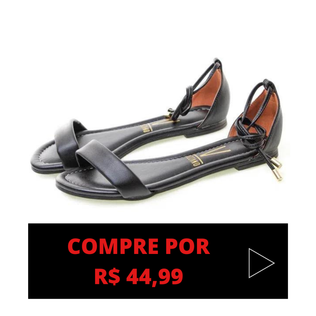 Sandália Rasteira Vizzano Amarração Preto