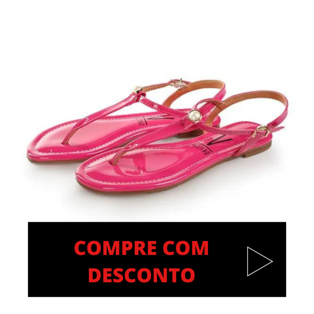 Sandália Rasteira Vizzano Brilho Rosa - Feminino