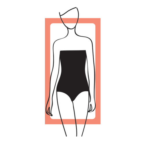 ilustração de corpo feminino em formato de retângulo