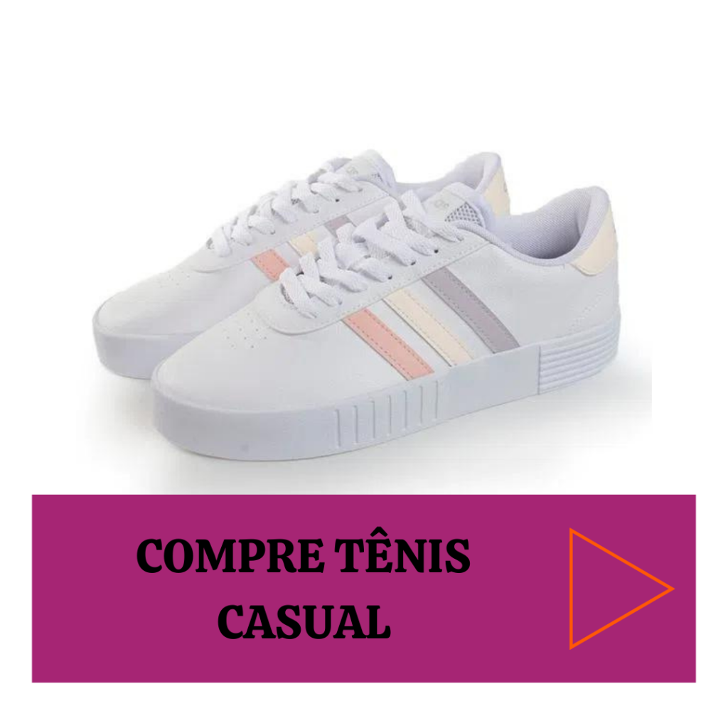 Tênis Casual Flatform Adidas Court Bold Branco e Bege - Feminino
