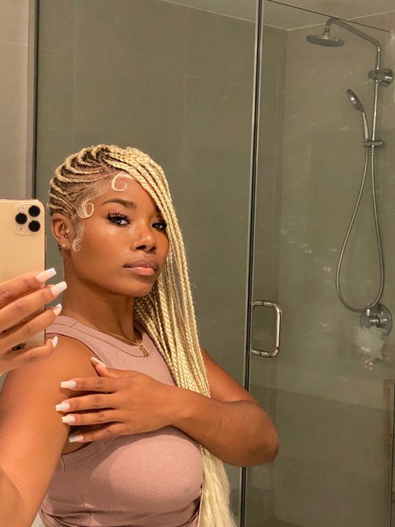 box braids platinadas