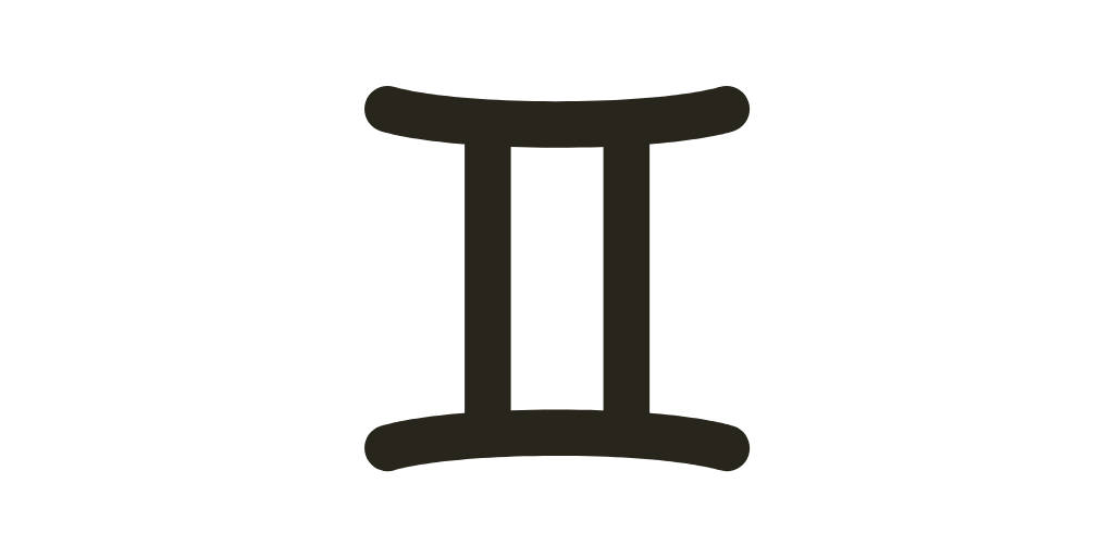 Símbolo do signo de gêmeos - duas linhas paralelas semelhante ao numero dois romano