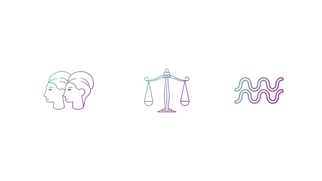 signos de ar, gêmeos libra e aquário