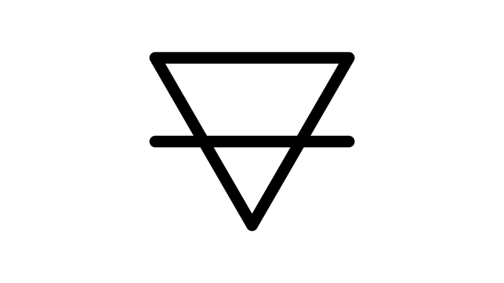 símbolo do elemento terra triângulo virado para baixo com uma linha na parte inferior