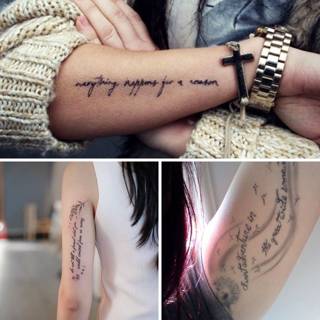 tatuagens feminina no braço na parte de trás e proximo ao ombro