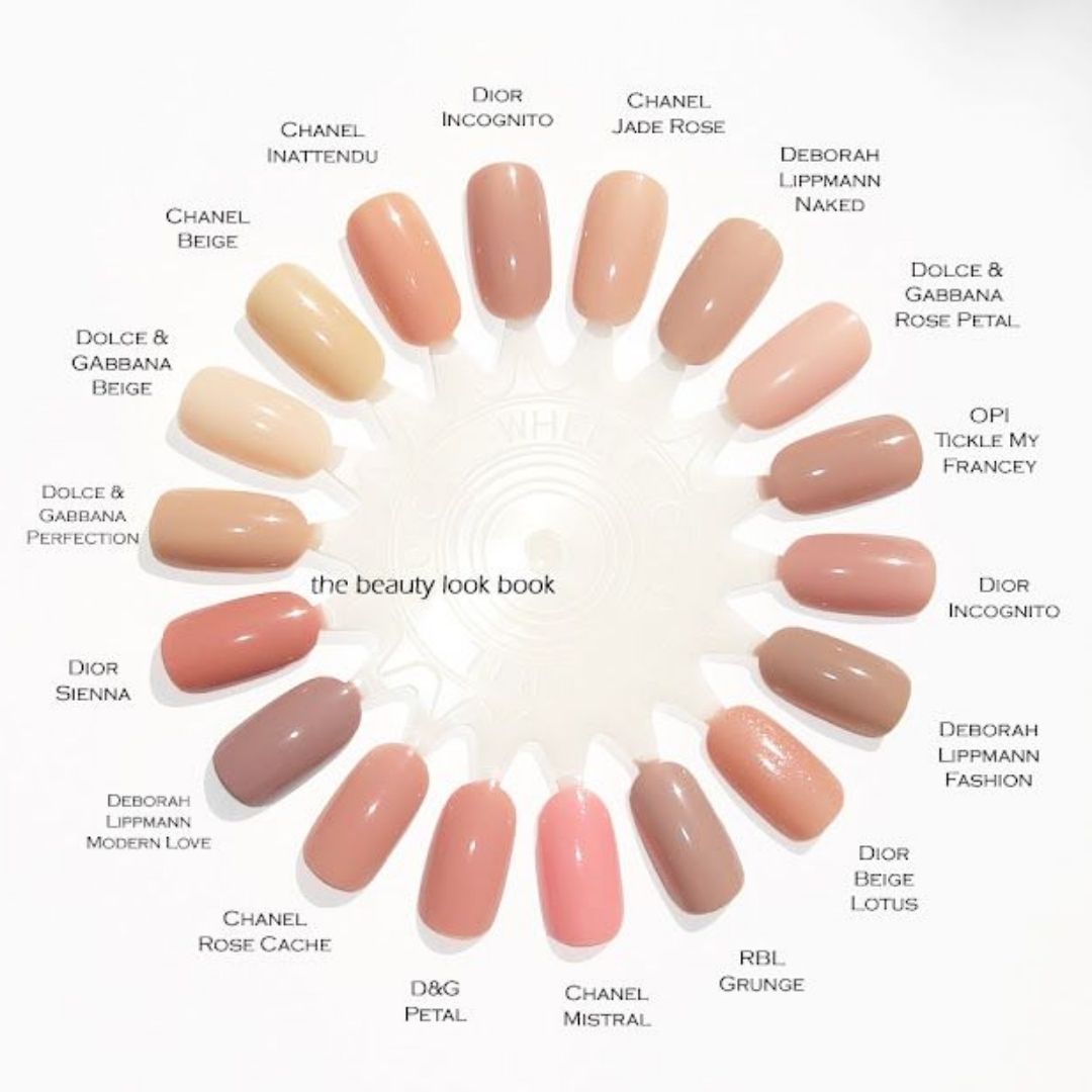 tabela de cores de esmalte nudes