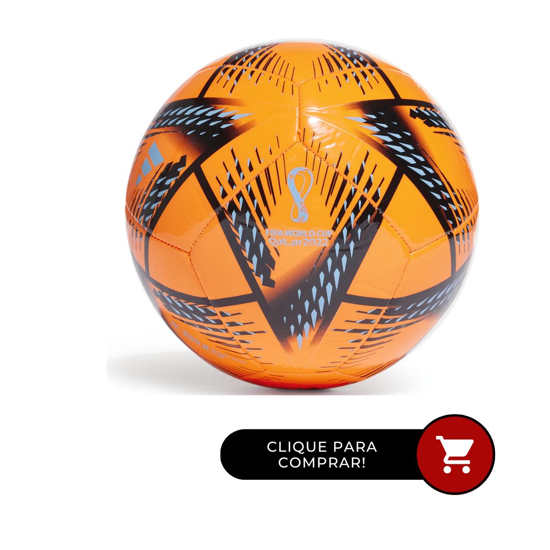 Bola Futebol Adidas Copa do Mundo 2022 Al Rihla Club Laranja e Preto