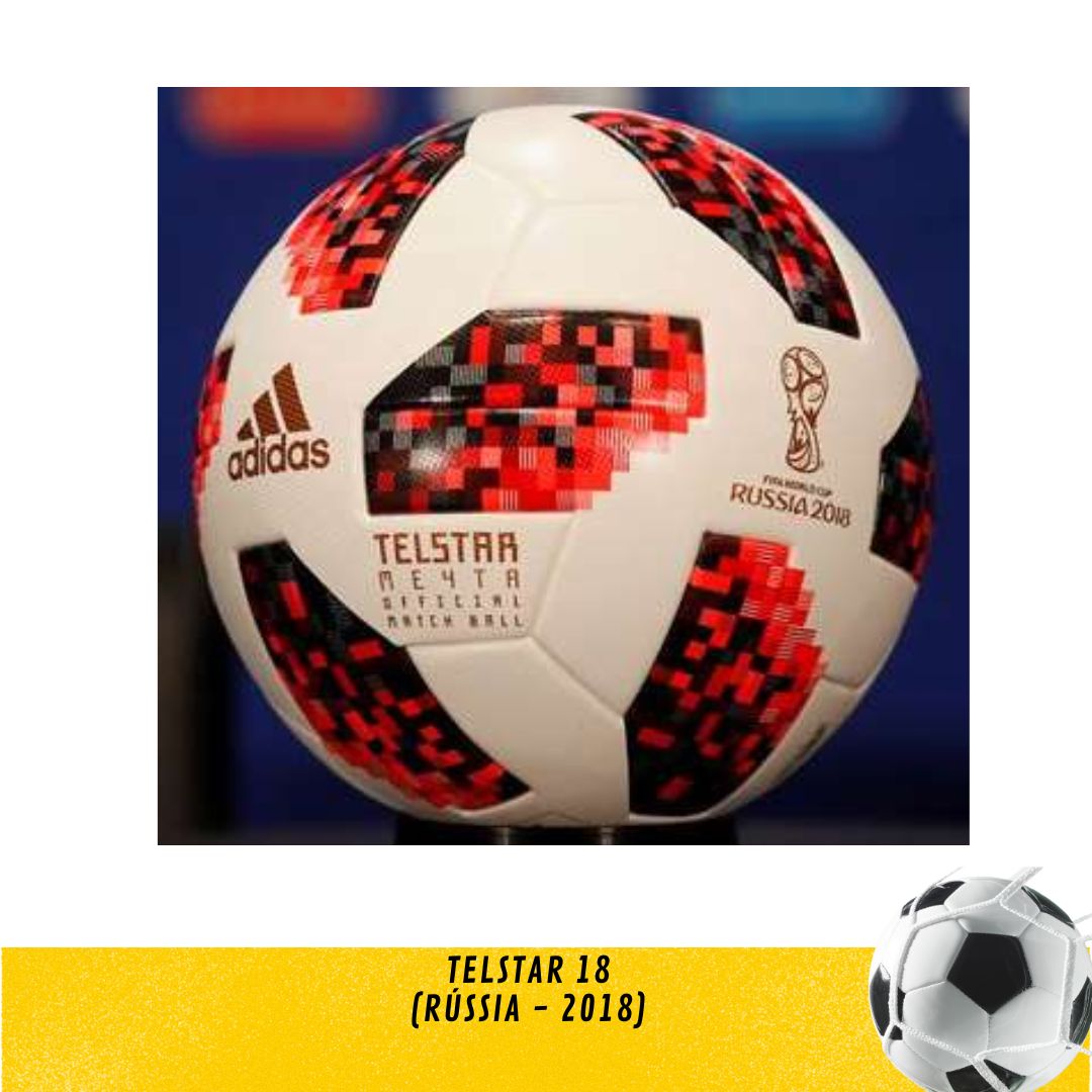 Telstar 18 em branco e vermelho usada na copa da Rússia em 2018