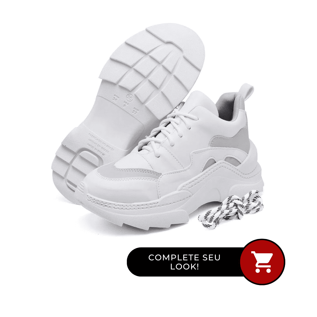Tenis Sneaker Chunky Mena Infinity com Sola Alta Recortes e Cadarço Adicional
