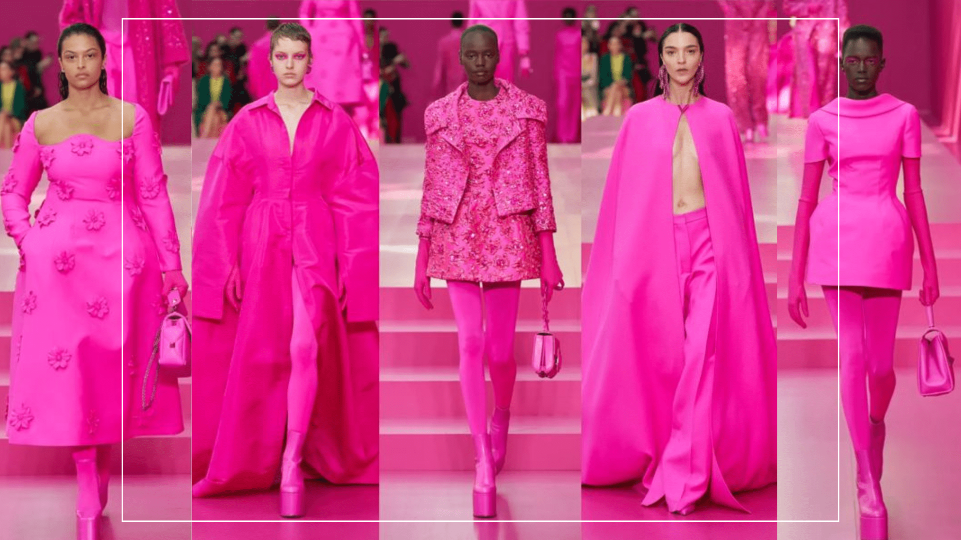 Desfile Valentino na temática barbiecore