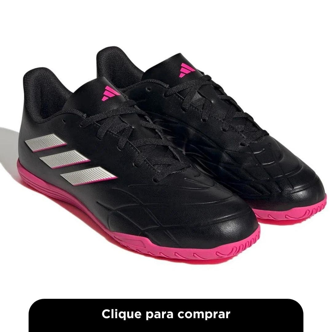 Tênis Futsal Adidas Copa Pure.4 Preto e Rosa Masculino