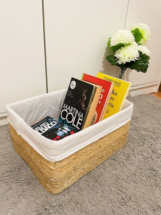 Livros em cestos