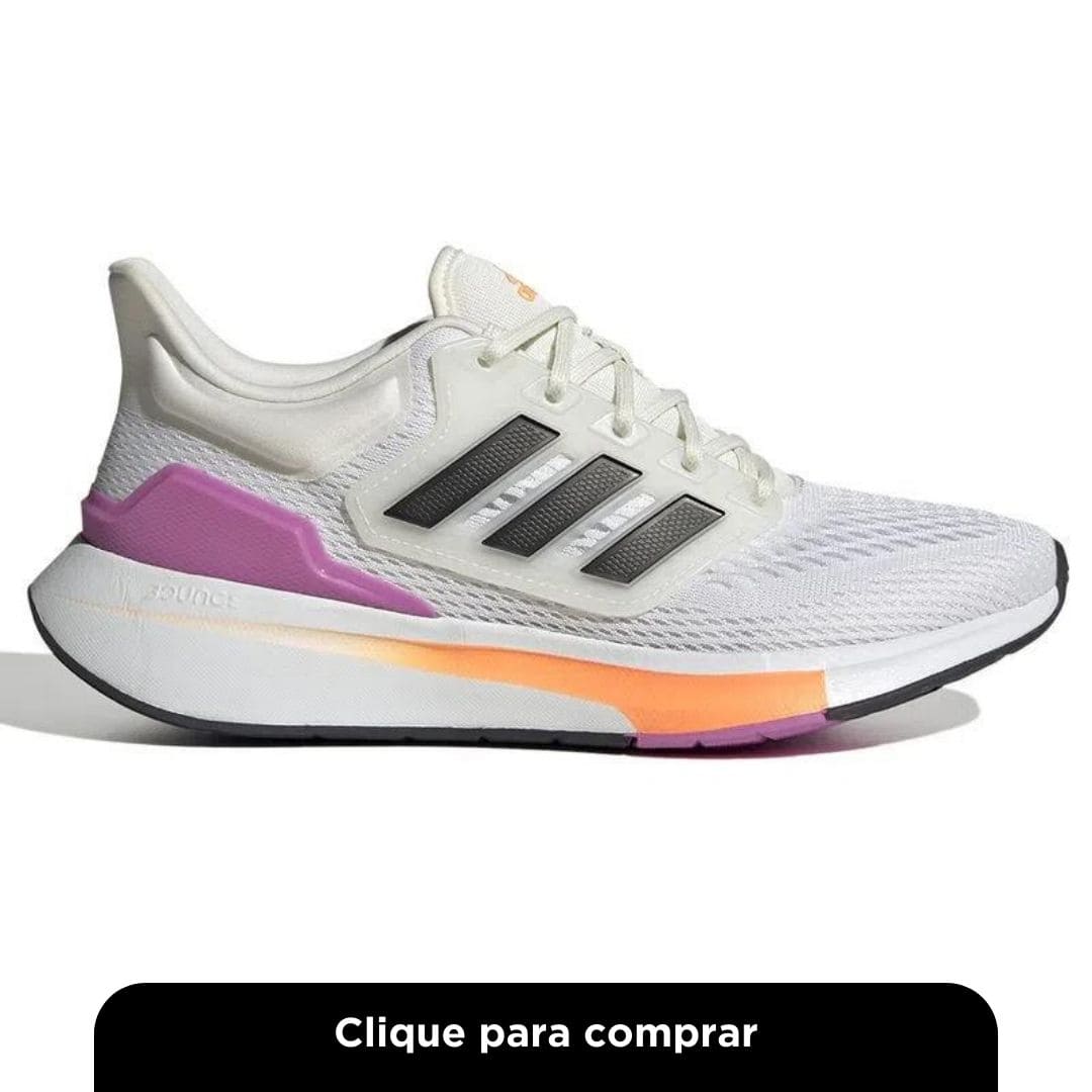 Tênis Adidas EQ21 Branco e Rosa Feminino
