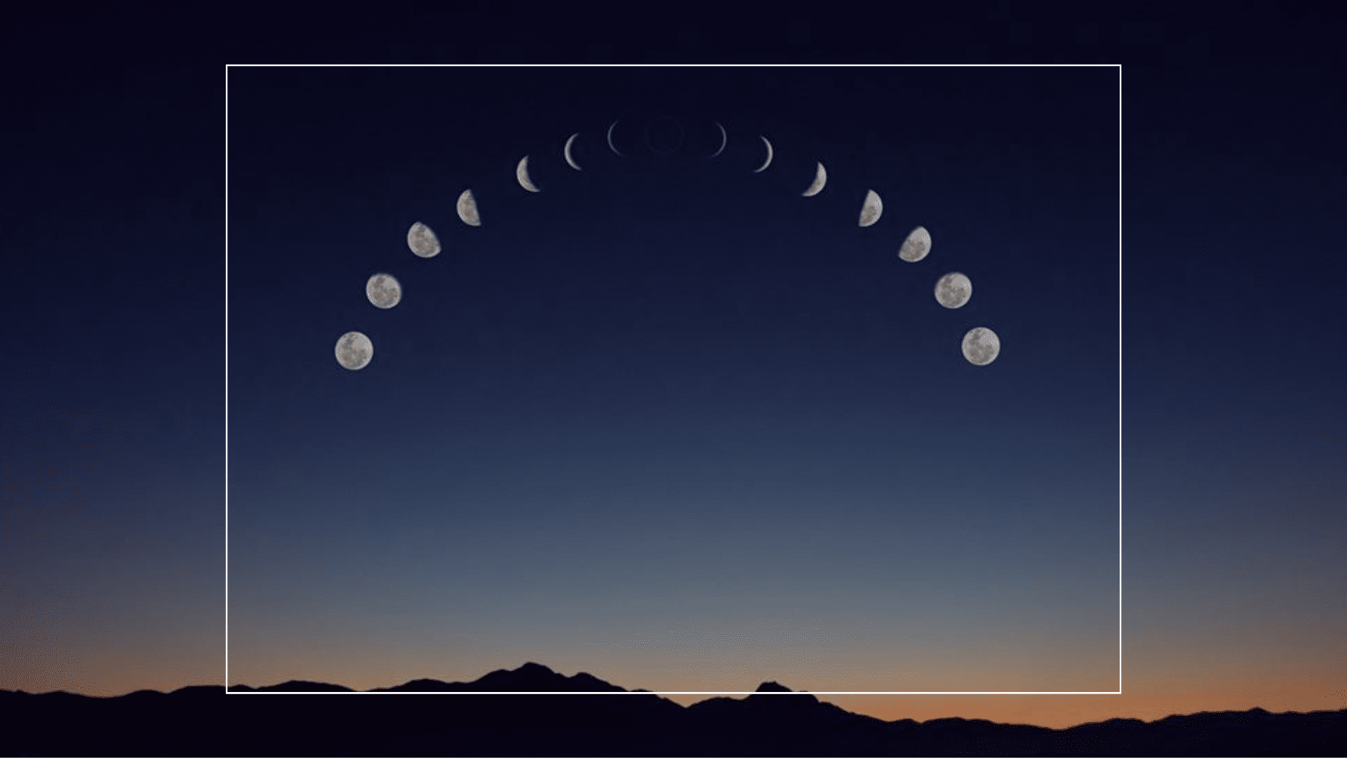 Céu com representação de várias fases da lua para representar a lua em leão