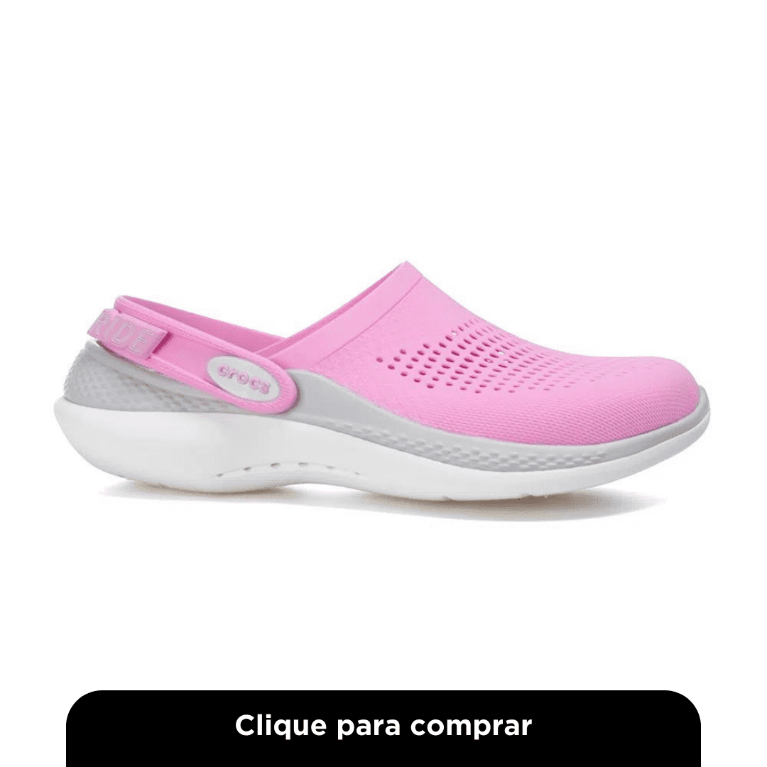 Babuche Crocs Super Comfort Rosa e Cinza Feminino