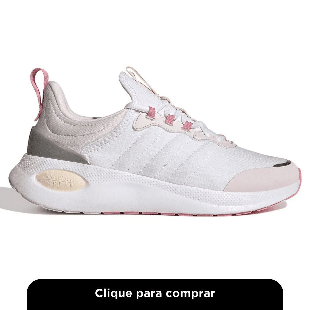 Tênis Adidas Puremotion Super Branco e Rosa Feminino