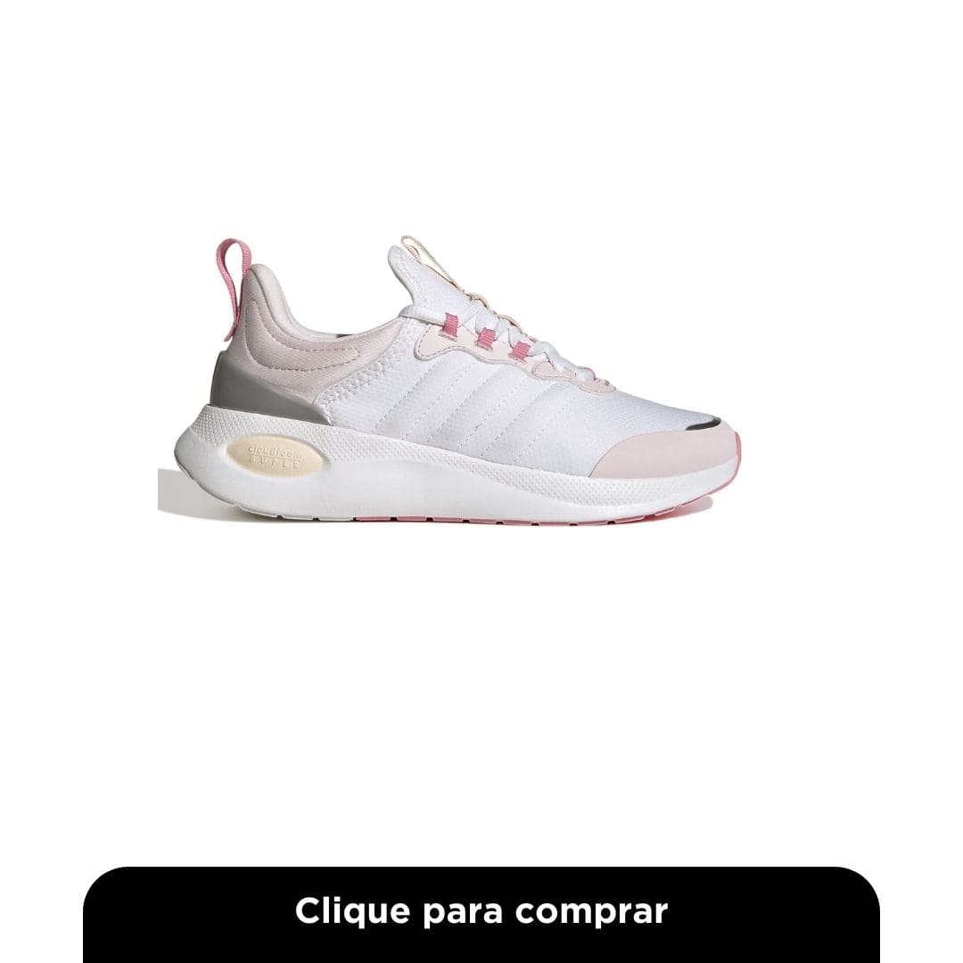 Tênis Adidas Puremotion Super Branco e Rosa Feminino