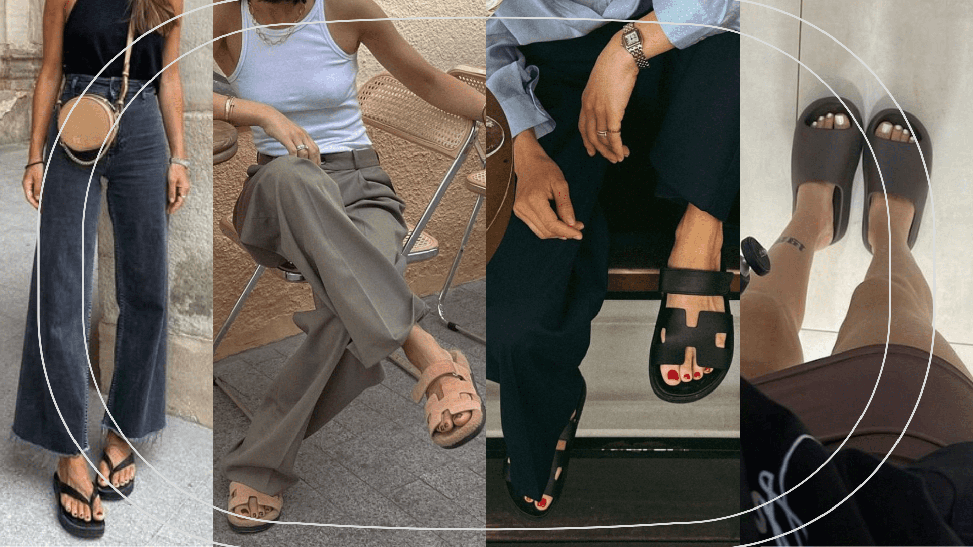 Quatro modelos de chinelos da moda em 2024