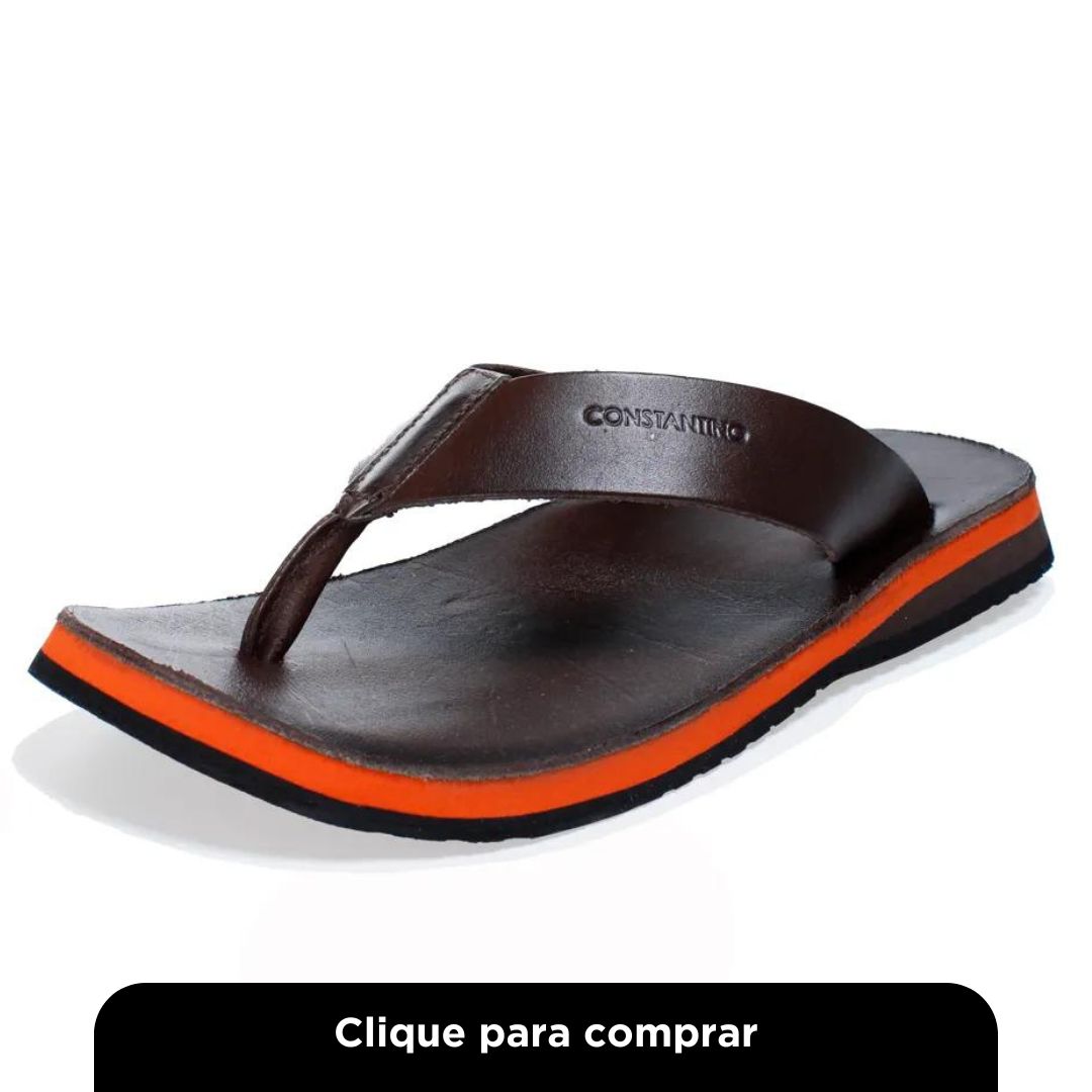 Chinelo Constantino Leather Old Style Marrom Masculino