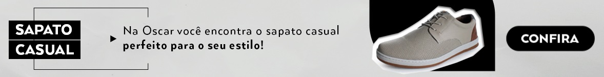 Banner da loja de calçados Oscar exibindo sapatos casuais que são excelentes para looks casuais masculinos