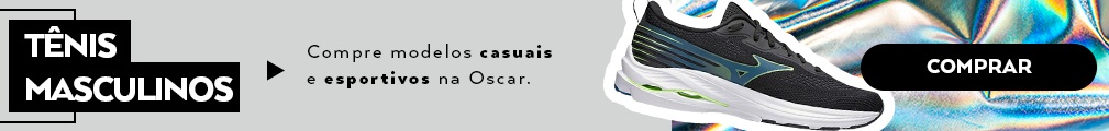 Banner da loja de calçados Oscar que leva para a categoria de tênis masculinos com uma variedade maior do que somente Adidas ou Nike