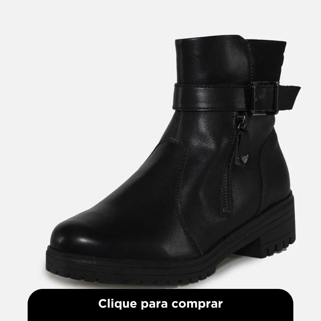 Bota Feminina Mississipi Cano Curto Fivela Preta