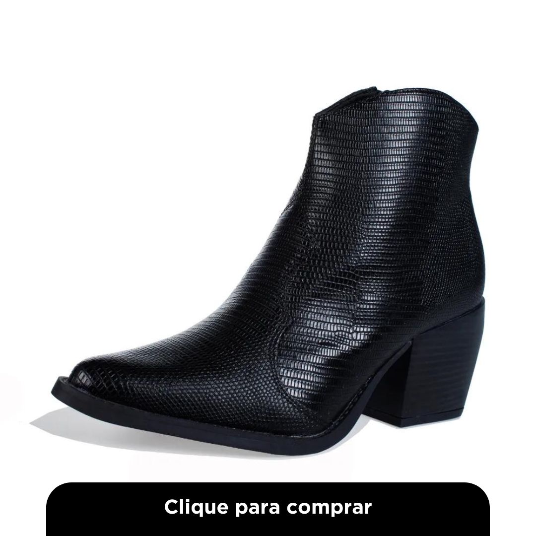 Bota Western OSC Lezard Animal Style Preto Feminino