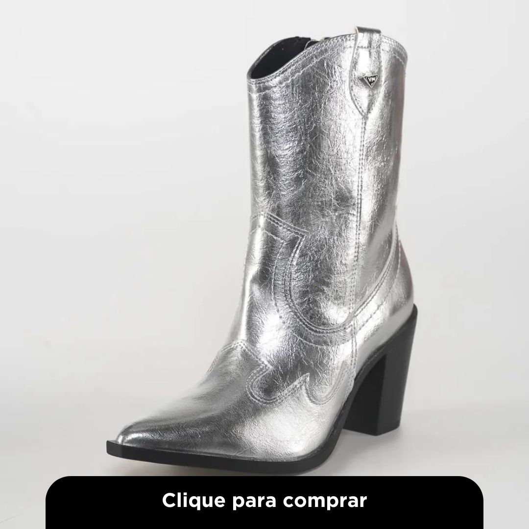 Bota Western Via Marte Reflexiva Prata Feminino