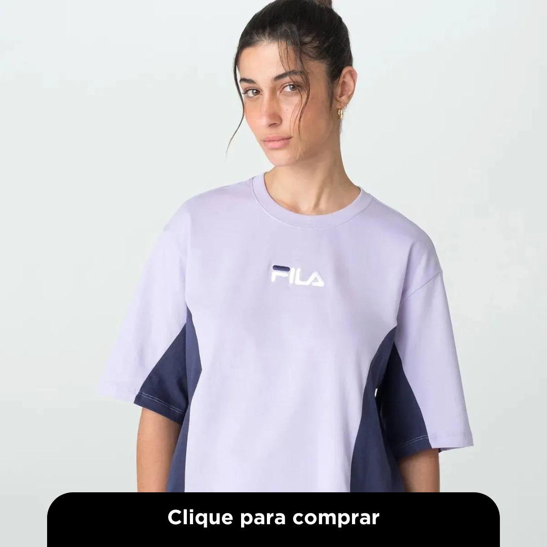 Camiseta Feminina Fila Color Block Letter Lilas
