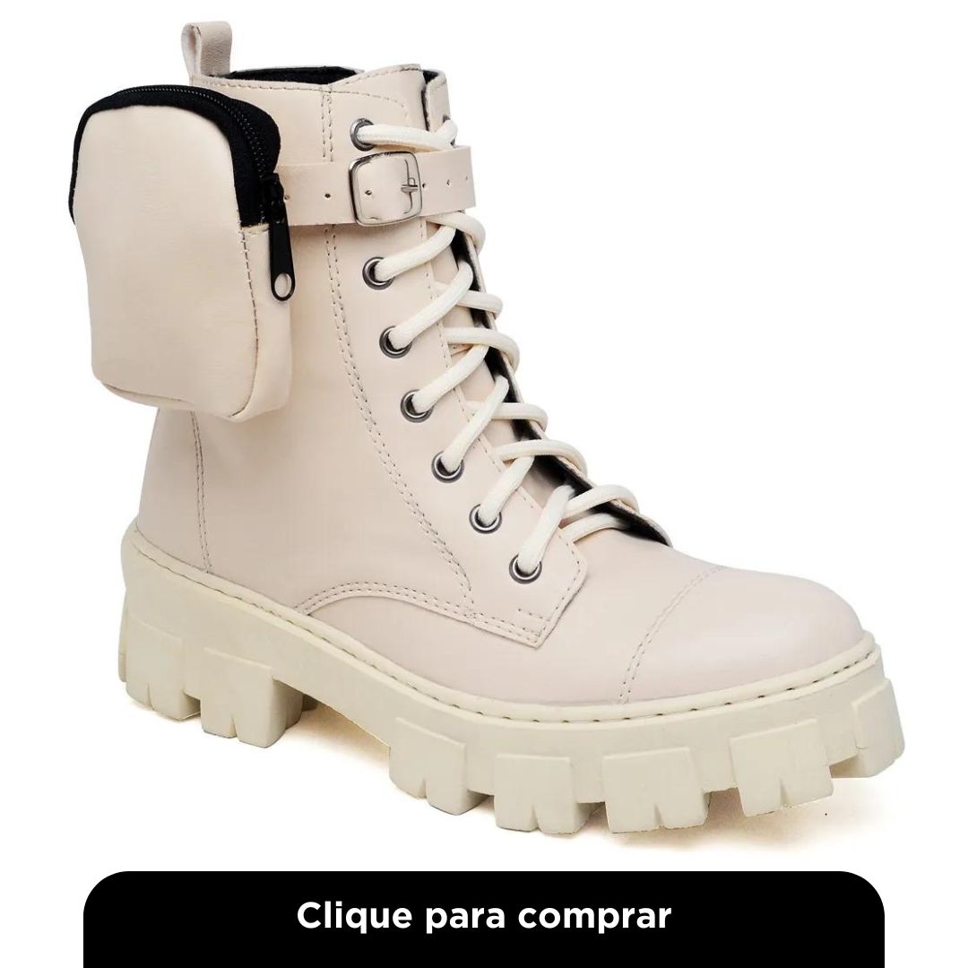 Bota Coturno Casual Autem Originals Bolsinha Lateral e Sola Borracha Tratorada