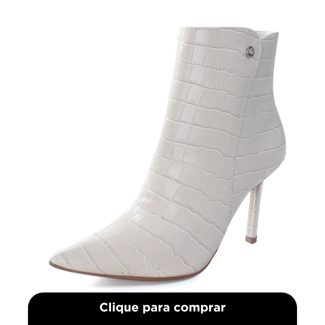 Bota Cano Médio Via Marte Croco Caiman Branco - Feminino