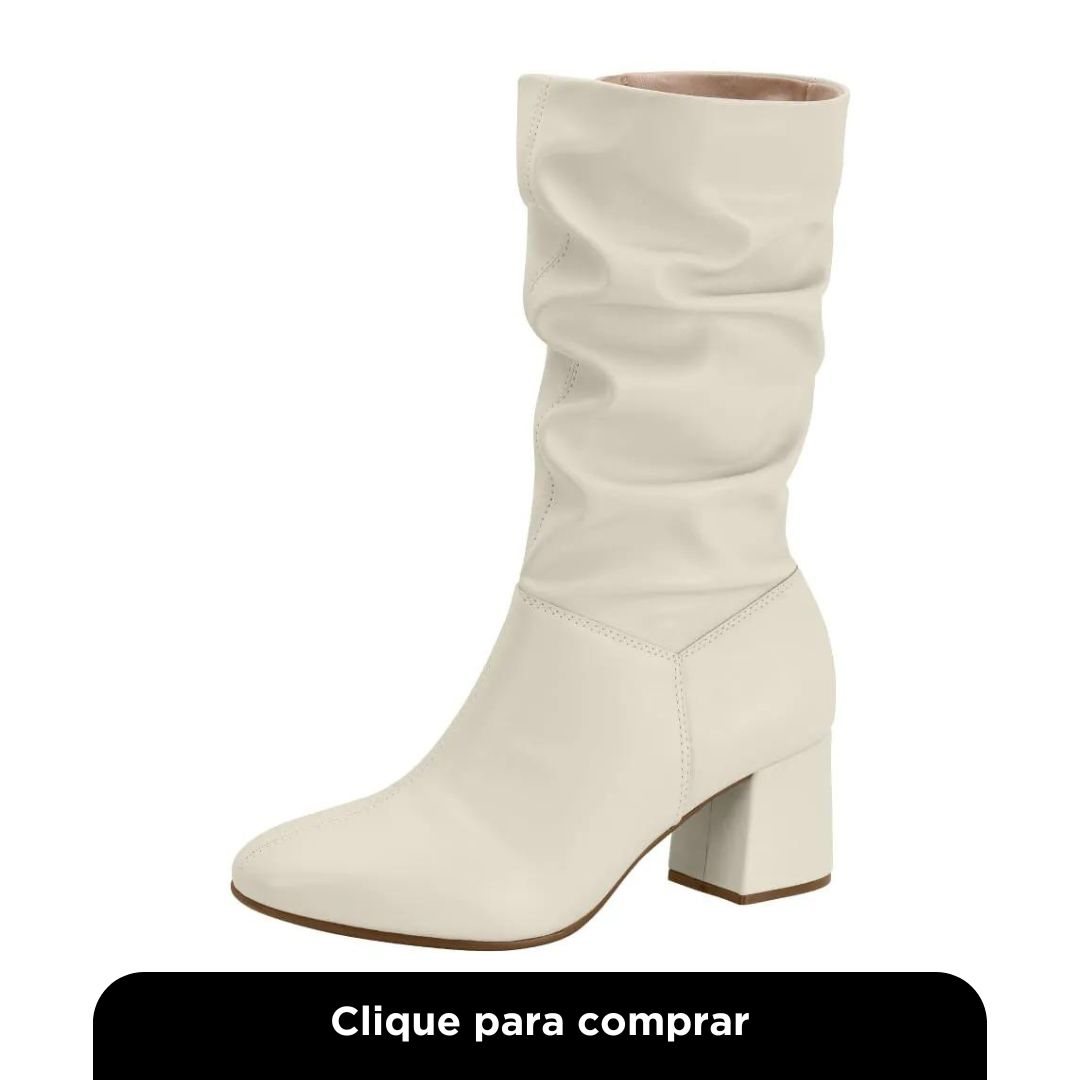 Bota Salto Beira Rio Off White Feminina
