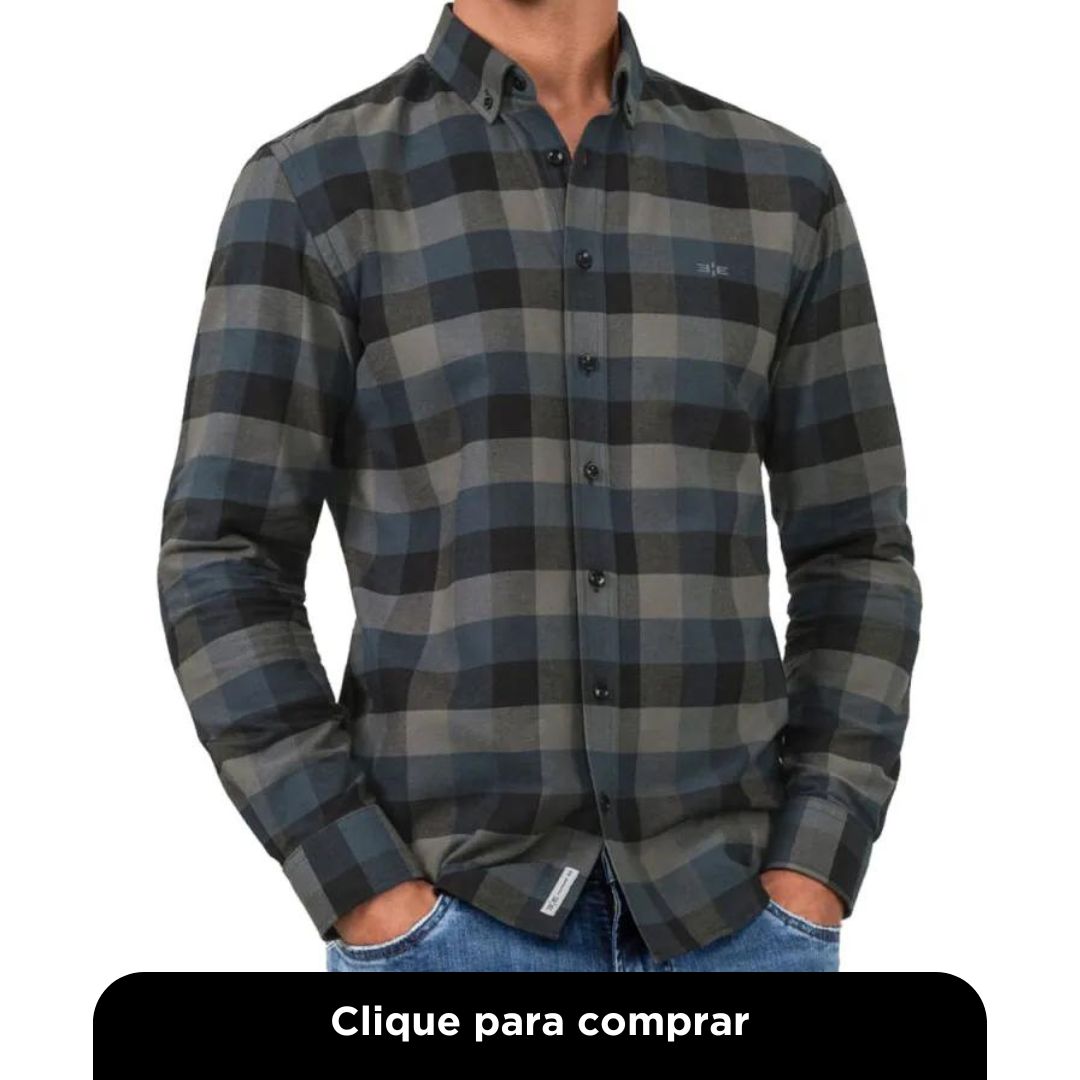 Camisa Hangar 33 Flanela Xadrez Preto
