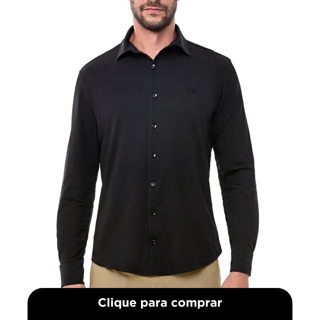 Camisa Slim Fit Hangar 33 Em Algodão Pima Preto
