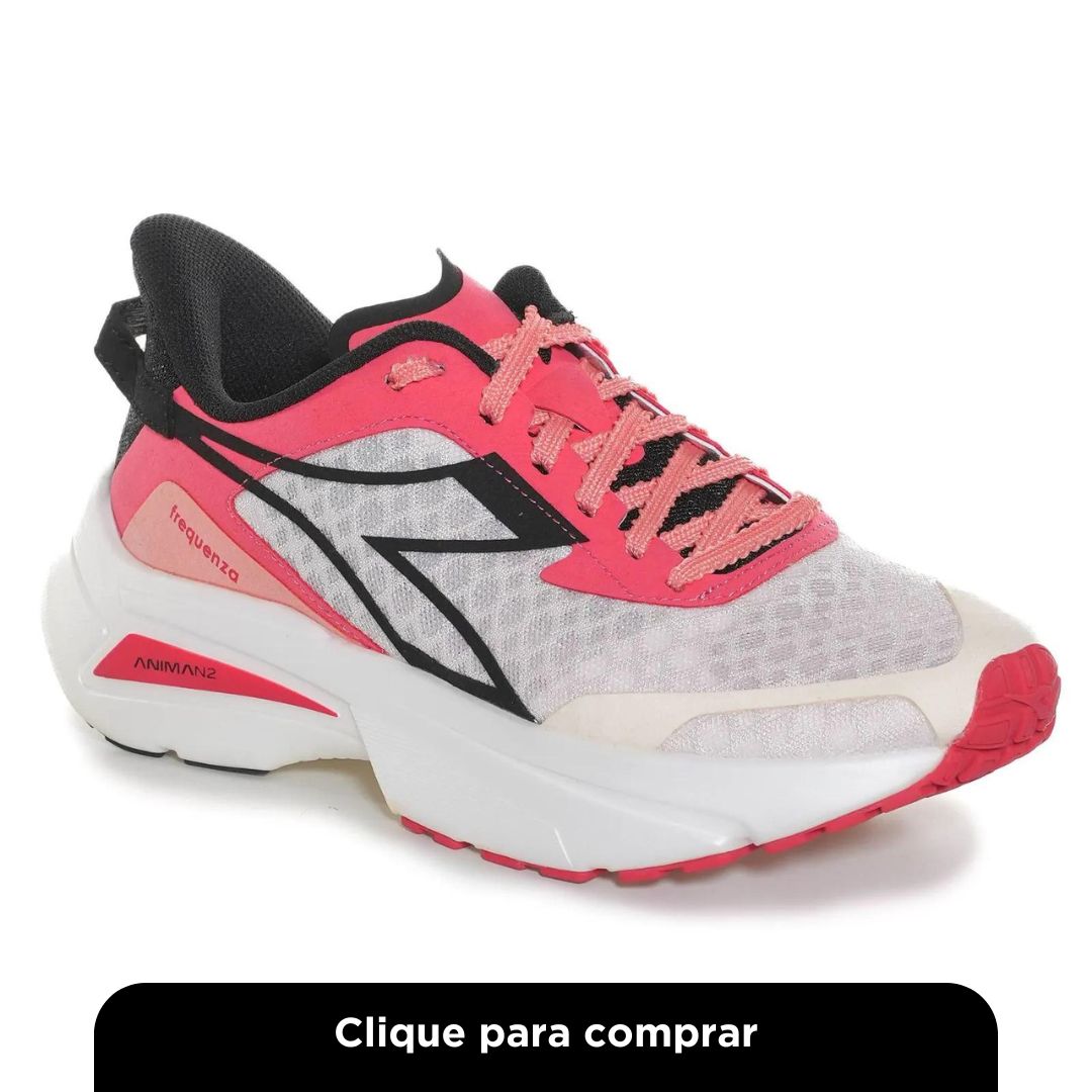 Tênis Esportivo Diadora Frequenza W Branco e Vermelho Feminino