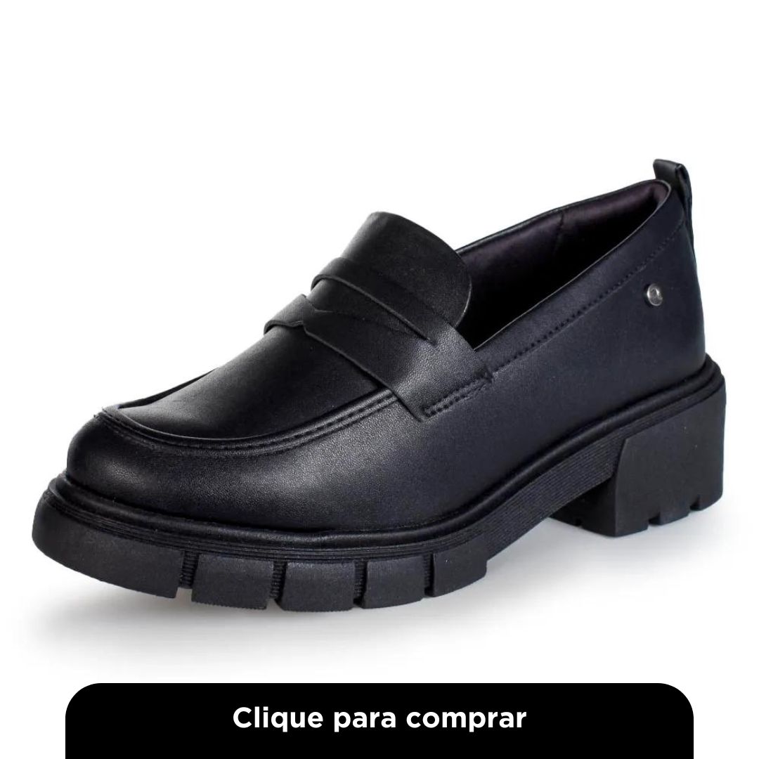 Mocassim Tratorado Ramarim Napa Vest Plus Preto Feminino