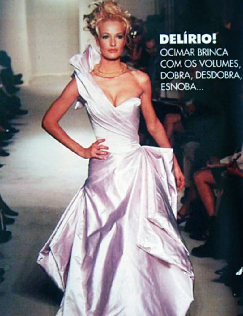 Reportagem da revista Elle sobre desfile de Ocimar Versolato (anos 1990)