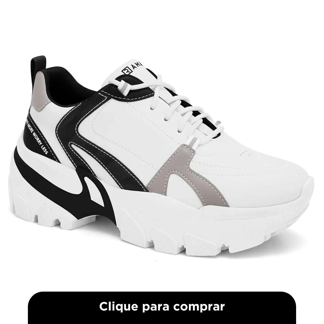 Tênis Ramarim Chunky Recortes Bicolor - Branco