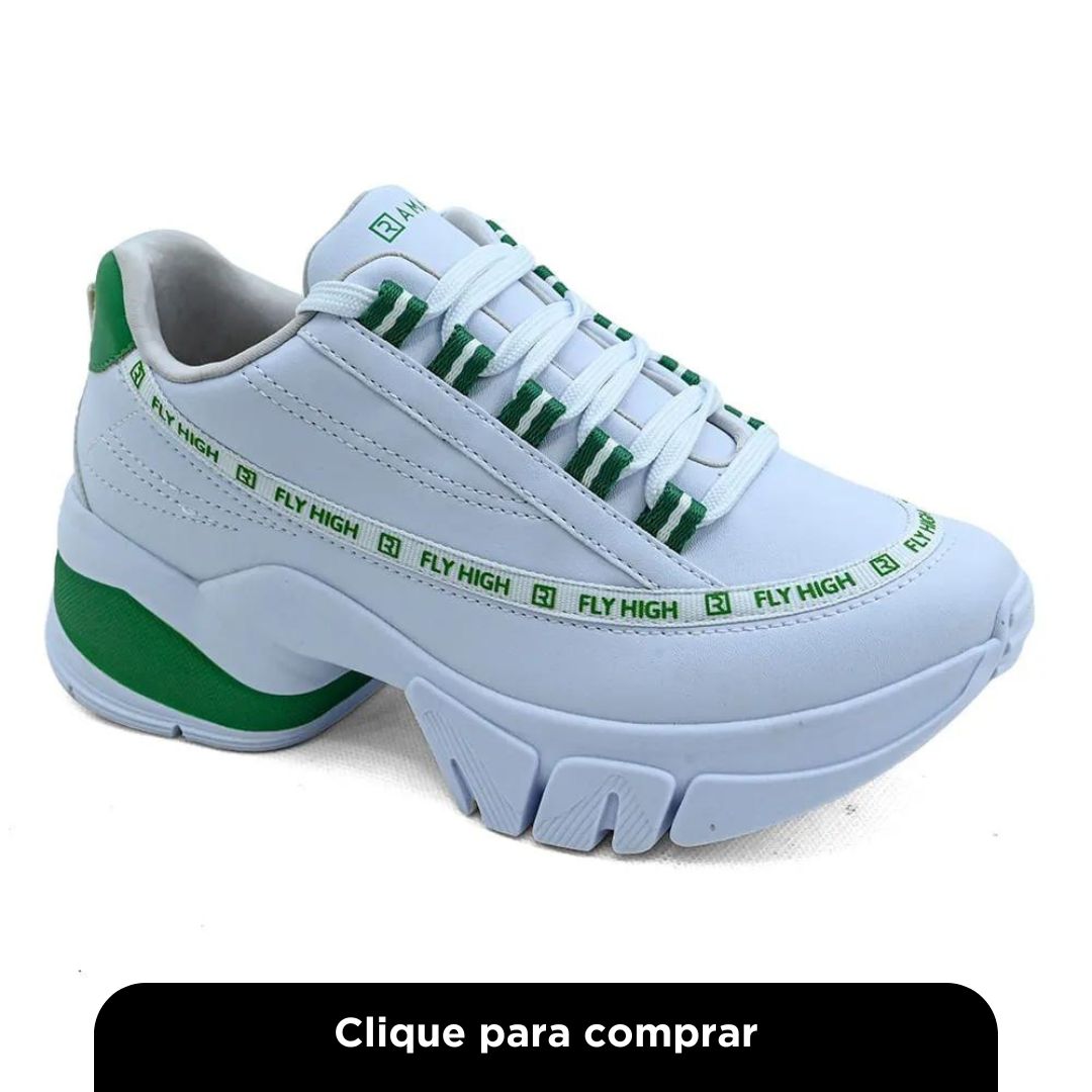 Tênis Ramarim Chunky Branco e Verde Feminino
