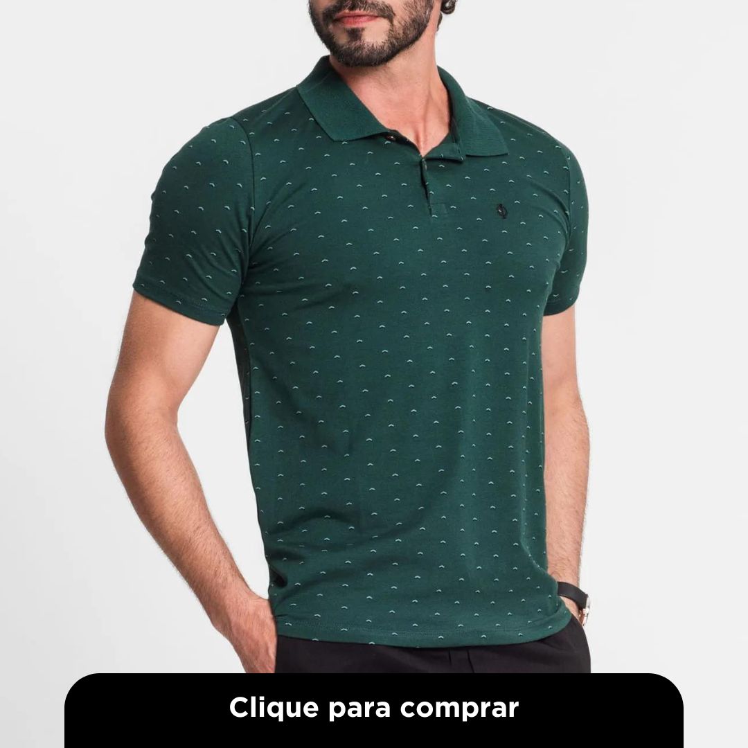 Camisa Polo Masculina Em Cotton Diametro Verde