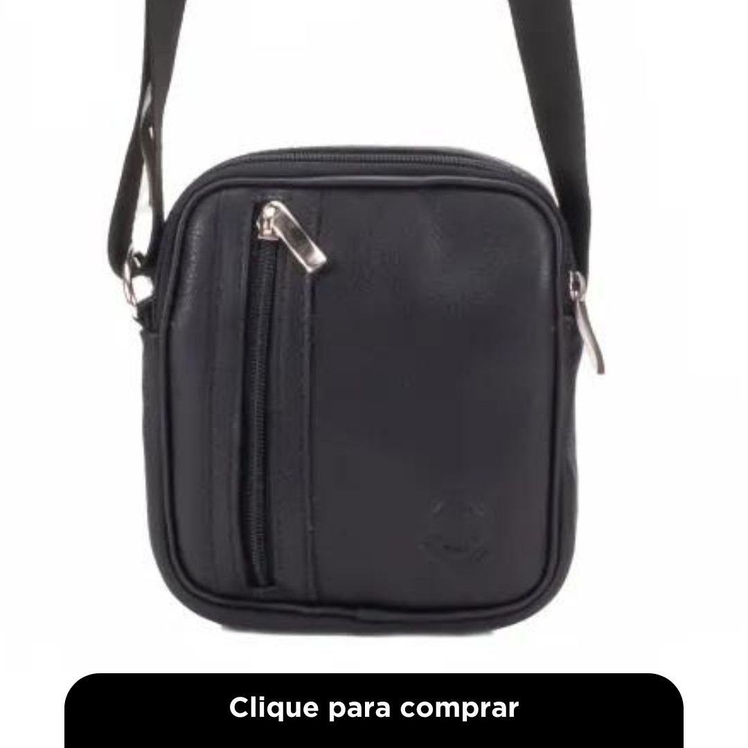 Mini Bag Shoulder em Couro Preto Pasta Bag JFE Couro