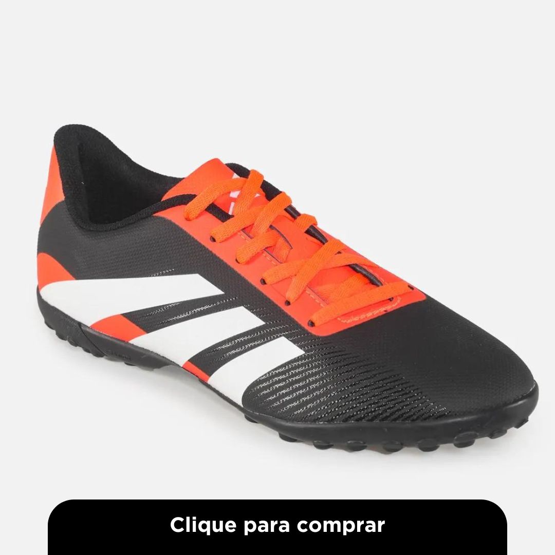 Chuteria Society Adidas Predator Essentials 24 Preto e Laranja Infantil