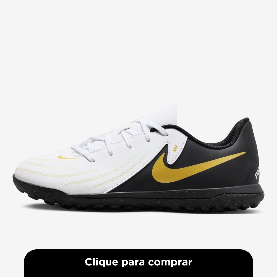 Chuteira Society Infantil Nike Phantom Gx II Club Branco e Preto