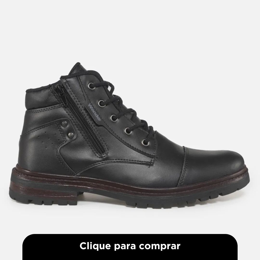 Bota Masculina Wonder Cano Curto Zíper Preta