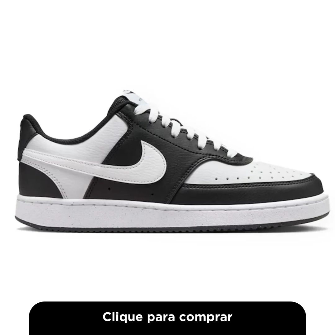 Tênis Feminino Casual Nike Court Vision Low Preto e Branco