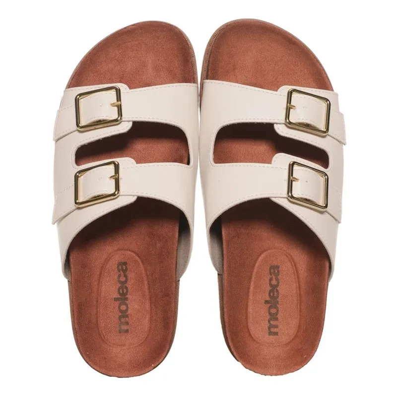 Sandália Feminina Rasteira Moleca Branco Off modelo birken