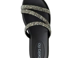 Tamanco Feminino Beira Rio Tiras Strass Preto